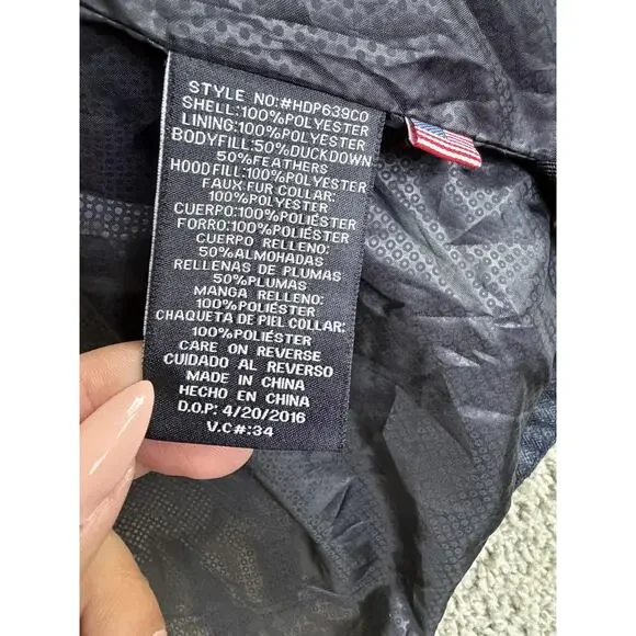 Hawke & Co Jacket Mens L Down Puffer Hooded Insulated Faux Fur Collar Full Zip - Picture 4 of 11